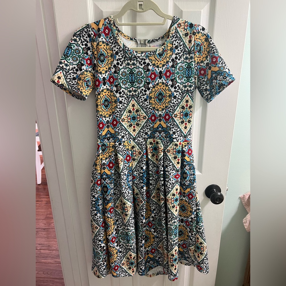 LuLaRoe Multicolor Abstract Print Dress